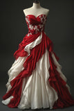 Ndyad Patchwork Color A-Line Sweetheart Neck Chiffon Lace Long Prom Dress Evening Dress HZ1024