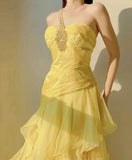 Evafashion A-Line One Shoulder Chiffon Long Prom Dress Sweet Layered Birthday Dress HZ1024