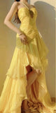 Evafashion A-Line One Shoulder Chiffon Long Prom Dress Sweet Layered Birthday Dress HZ1024
