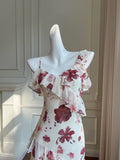 Ndyad ruffled halter dress with floral print HZ1024