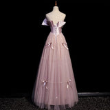 Ndyad A-Line Strapless Satin Tulle Long Prom Dress Graduation Prom Birthday Dress HZ1024