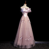 Ndyad A-Line Strapless Satin Tulle Long Prom Dress Graduation Prom Birthday Dress HZ1024