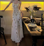 Ndyad Halter Neck Tulle Beading Vintage Long Prom Dress Birthday Dress HZ1024