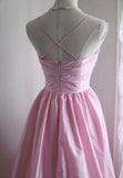Ndyad Spaghetti Strap Satin Long Bridesmaid Dress Birthday Quinceanera Dress Prom Dress HZ1024