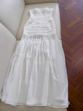 Ndyad Bodycon Dress Strapless Chiffon Long Prom Dress Simple Evening Dress HZ1024