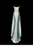 Ndyad Bodycon Dress Strapless Satin Long Prom Dress Simple Evening Dress HZ1024