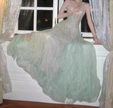 Ndyad A-Line Sequined Tulle Strapless Long Prom Dress Adult Ceremony Prom Dress HZ1024