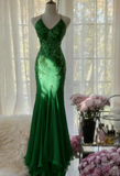 Ndyad Spaghetti Strap Chiffon Applique Long Prom Dresses Temperament Party Dresses HZ1024