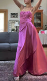 Ndyad Spaghetti Straps A-Line Fuchsia Beaded Satin Prom Dresses Gorgeous Wedding Guest Dresses with Shawl HZ1024