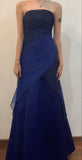 Ndyad Navy Blue A line Strapless Sequins Tulle Long Prom Dress HZ1024