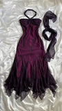Ndyad Blue Chiffon Long Prom Dresses Elegant Beaded Party Dresses HZ1024