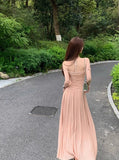 Ndyad style pleated waist dress with suspenders HZ1024