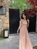 Ndyad style pleated waist dress with suspenders HZ1024