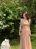 Ndyad style pleated waist dress with suspenders HZ1024