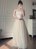 Ndyad A-Line Spaghetti Strap Tulle Prom Dress Birthday Dress HZ1024