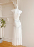 Ndyad White Bodycon Dress Spaghetti Straps Prom Dress Graduation Prom Adult Ceremony Dress HZ1024