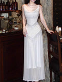 Ndyad White Bodycon Dress Spaghetti Straps Prom Dress Graduation Prom Adult Ceremony Dress HZ1024