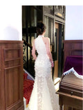 Ndyad Apricot Mermaid Turtleneck Tulle 3D Flower Prom Dress HZ1024