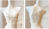 Ndyad Apricot Mermaid Turtleneck Tulle 3D Flower Prom Dress HZ1024