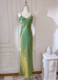 Ndyad Spaghetti Strap Bodycon Dress V Neck Glitter Silk Prom Dress HZ1024