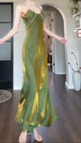 Ndyad Spaghetti Strap Bodycon Dress V Neck Glitter Silk Prom Dress HZ1024