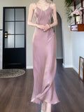 Ndyad Spaghetti Strap Bodycon Dress V Neck Glitter Silk Prom Dress HZ1024