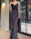 Ndyad Green Mermaid Spaghetti Straps Prom Dress Backless Birthday Graduation Prom Dress HZ1024