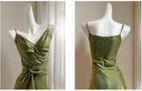 Ndyad Bodycon Dress Spaghetti Strap V-Neck Chiffon Satin Sleeveless Prom Dress HZ1024