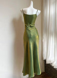 Ndyad Bodycon Dress Spaghetti Strap V-Neck Chiffon Satin Sleeveless Prom Dress HZ1024