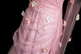 Ndyad Mermaid Strapless Tulle 3D Applique Long Prom Dress Sweet Wedding Dress HZ1024