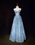 Ndyad A-Line Sweetheart Neck Tulle Sequin Long Prom Dress Exquisite Birthday Dress HZ1024