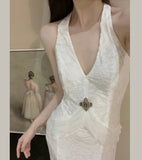 Ndyad Mermaid V-neck Velvet Chiffon Prom Dress HZ1024