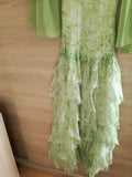 Ndyad Green Mermaid Vintage Party Dresses Sweetheart Chiffon Beaded Layed Prom Dresses HZ1024