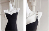 Ndyad Spaghetti Strap Black Mermaid Backless Prom Dress HZ1024