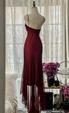Ndyad Red Mermaid Strapless Chiffon Prom Dress Graduation Prom Dress HZ1024