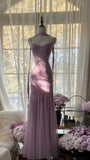 Ndyad Spaghetti StrapsPurple Mermaid Wedding Guest Dresses Beaded Tulle Chiffon Long Prom Dresses HZ1024