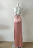 Ndyad Pink Diamond Spaghetti Strap Satin Bodycon Ball Dress HZ1024