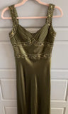 Ndyad Green Mermaid Spaghetti Straps Satin Beaded Long Prom Dress Evening Dress HZ1024