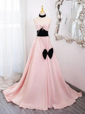 Evafashion Sweetheart Neck Satin Pink Long Prom Dress, Pink Long Formal Dress HZ1024