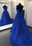 Ndyad Green A-Line Spaghetti Strap Tulle Applique Long Prom Dress HZ1024