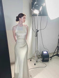 Ndyad satin halter neck dress birthday engagement dress HZ1024