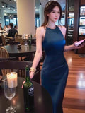 Ndyad satin halter neck dress birthday engagement dress HZ1024
