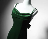 Ndyad Green Vintage Mermaid Velvet Spaghetti Straps Long Prom Dress HZ1024