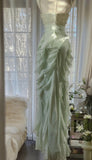 Ndyad Sheath Spaghetti Strap Ruffled Prom Dress with Beading Evening Dress HZ1024