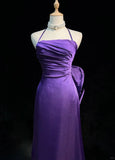 Ndyad Spaghetti Strap Satin Prom Dress Backless Evening Gown HZ1024
