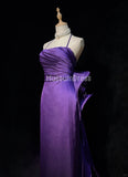 Ndyad Spaghetti Strap Satin Prom Dress Backless Evening Gown HZ1024