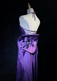 Ndyad Spaghetti Strap Satin Prom Dress Backless Evening Gown HZ1024