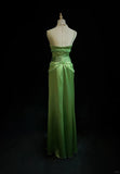 Ndyad Spaghetti Strap Sheath Satin Beaded Prom Dress Evening Gown HZ1024