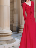 Ndyad retro red ruffled niche design slim long skirt HZ1024