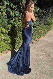 Ndyad Backless Mermaid V-Neck Sleeveless Velvet Long Prom Dress HZ1024